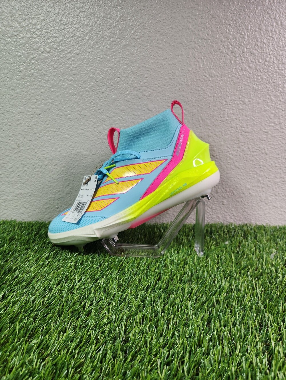 adidas adizero Impact+ 2.0 Men's Metal Baseball Cleats Size 9.5 JH6717 Blue Pink